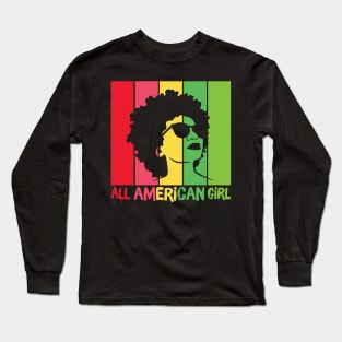 All American Girl African American Woman Long Sleeve T-Shirt